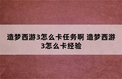 造梦西游3怎么卡任务啊 造梦西游3怎么卡经验